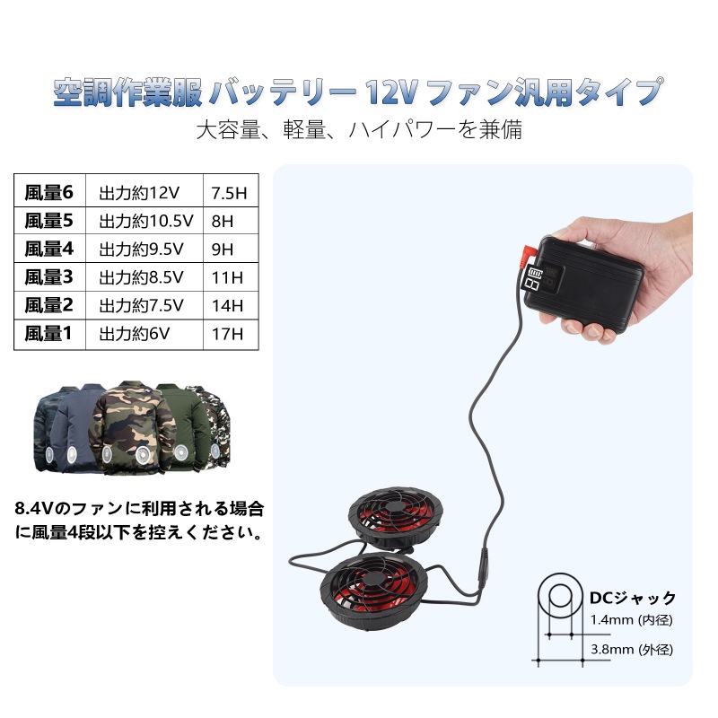 空調服 バッテリー 12V 14400mAh DC出力